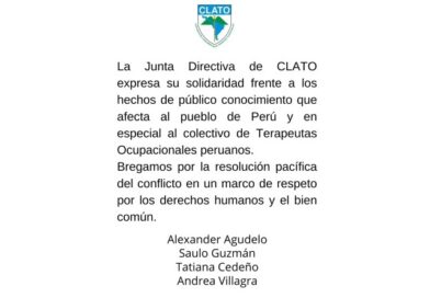 La junta directiva de CLATO se expresa ante la situación social y política en Perú 