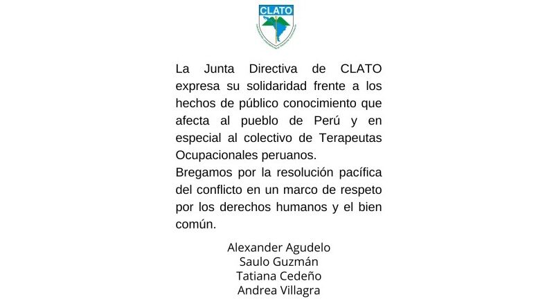 La junta directiva de CLATO se expresa ante la situación social y política en Perú 